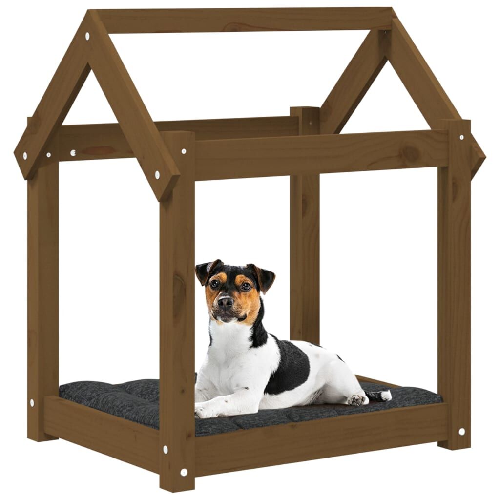Vidaxl Cama Para Perros Madera Maciza Pino Marrón Miel 61x50x70 Cm_3