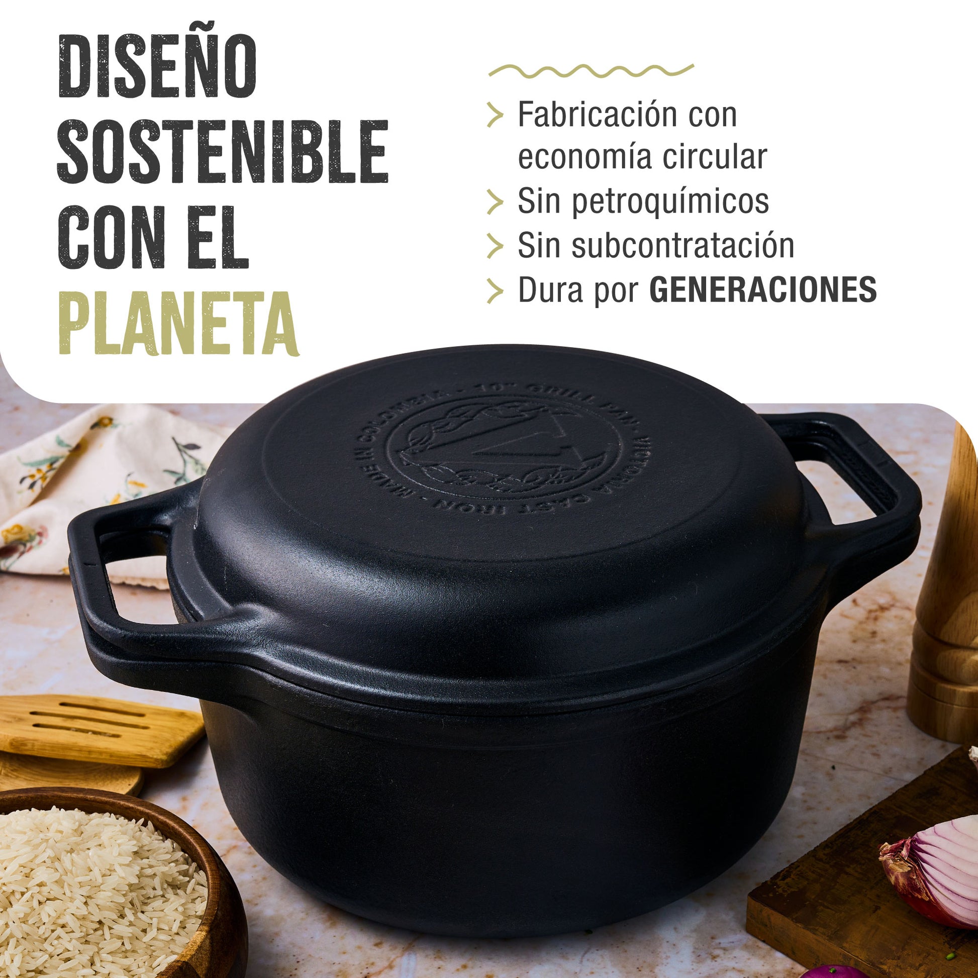 Victoria Horno Holandés Olla Inducción Hierro Fundido Curado 27cm, Tapa - Sartén, 5,7l, Sin Ptfe, 30940, Negro_5