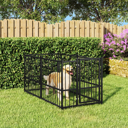 Vidaxl Perrera De Acero Negro 193,5x97x100 Cm_1