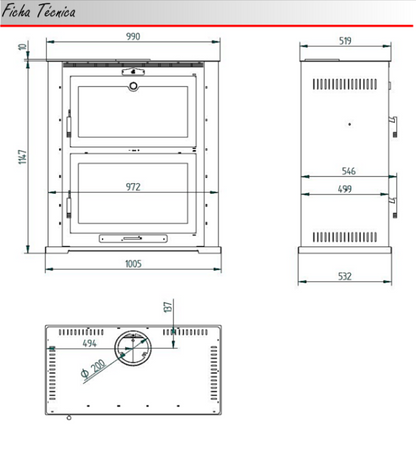 BRICOSOL Horno Leña FM - Interior Vermiculita - Modelo HL-200_3
