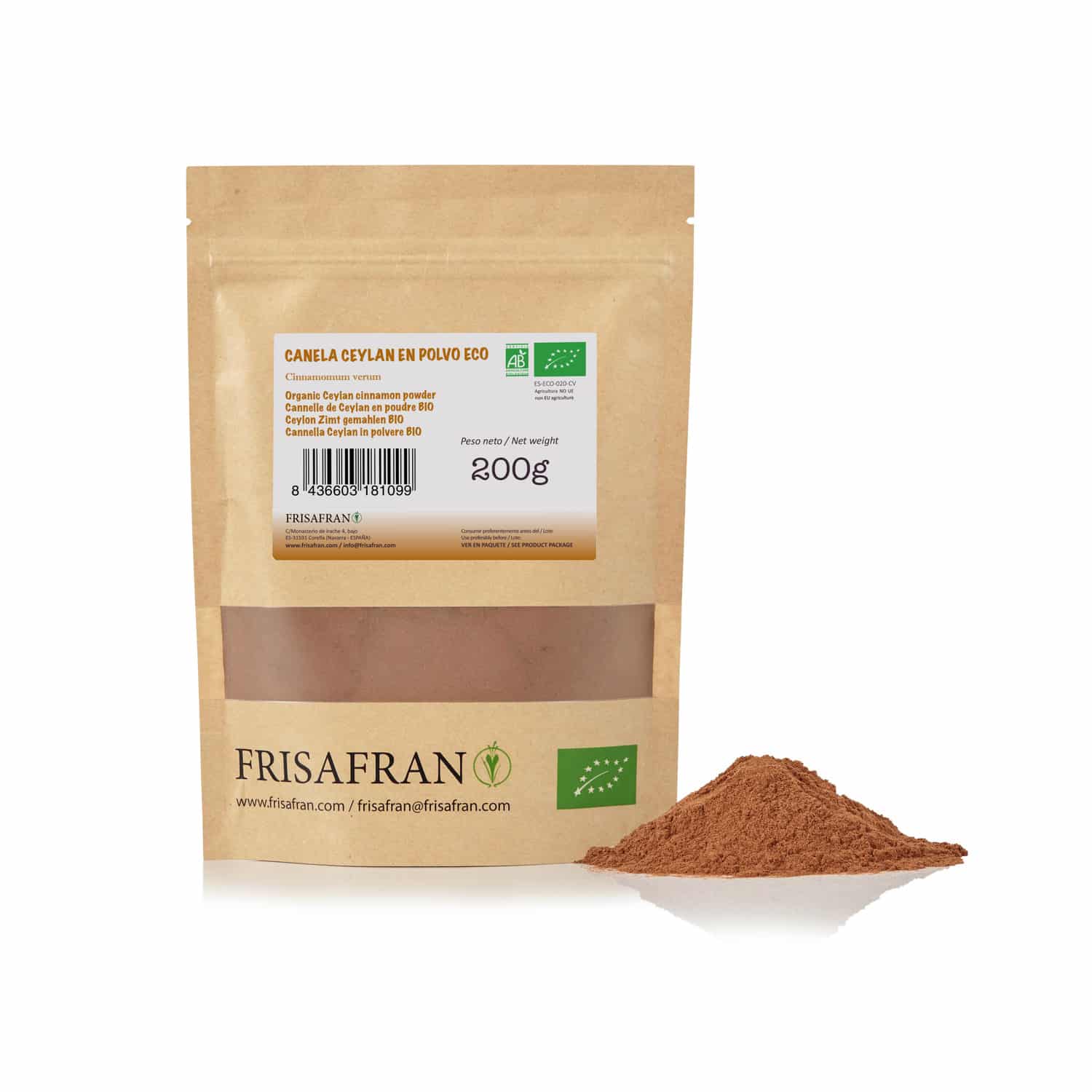 Canela Ceylan En Polvo Ecológica | Calidad | Frisafran 1 Kg_0