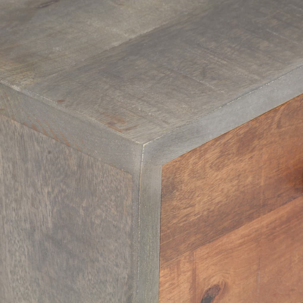 Mesita De Noche Madera Maciza De Mango Y Rugosa Gris 40x30x50cm_4