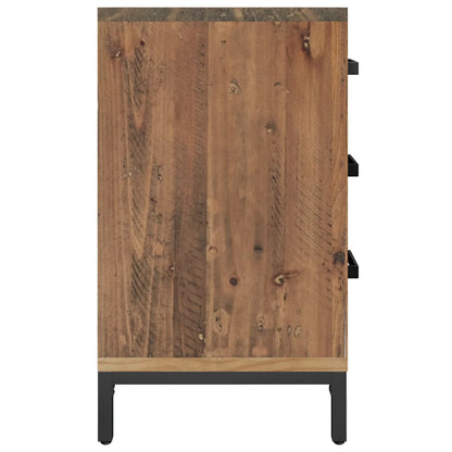 Mesita De Noche Madera Maciza Pino Reciclada Marrón 40x30x55 Cm_3