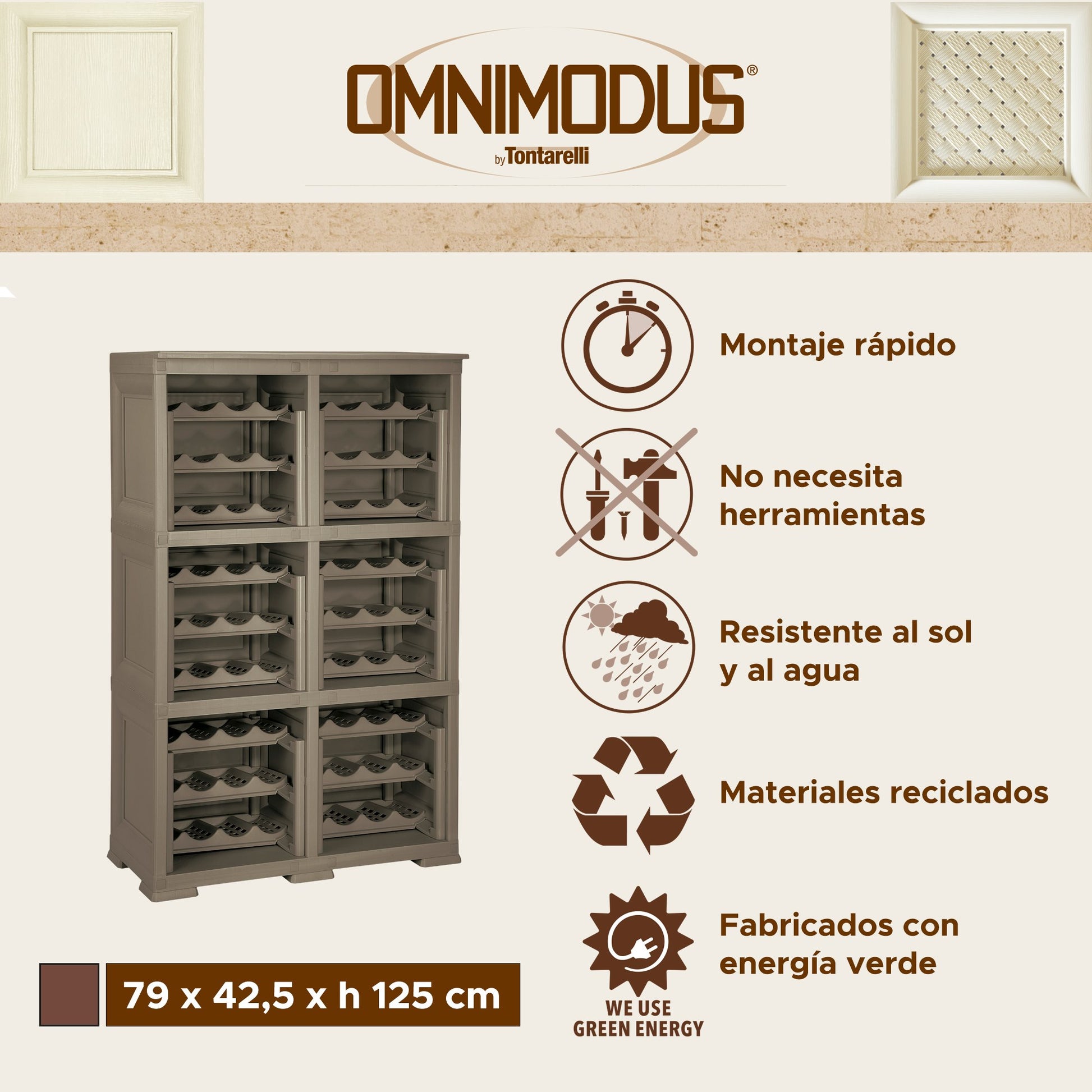 6 Estantería De Almacenamiento Modular Con Estante Para 72 Botellas Wengué_1