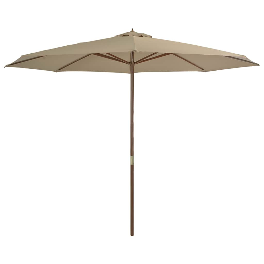 Vidaxl Sombrilla De Jardín Con Palo De Madera 350 Cm Gris Topo_0