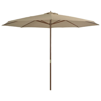 Vidaxl Sombrilla De Jardín Con Palo De Madera 350 Cm Gris Topo_0