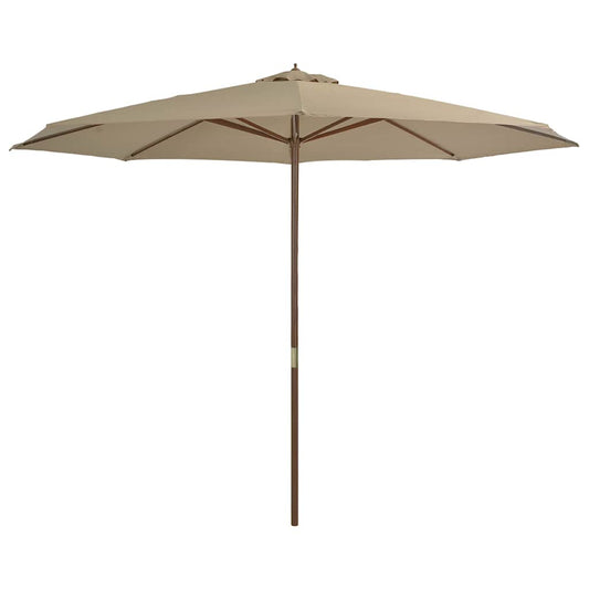 Vidaxl Sombrilla De Jardín Con Palo De Madera 350 Cm Gris Topo_0