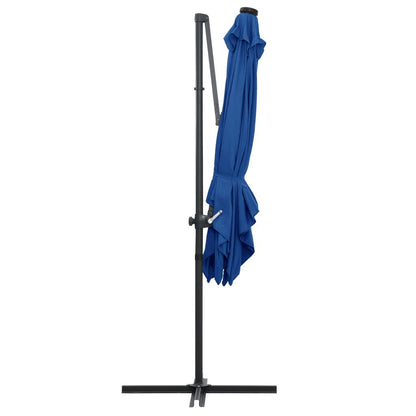 Vidaxl Sombrilla Voladiza Jardín Led Palo Acero Azul Azure 250x250 Cm_4