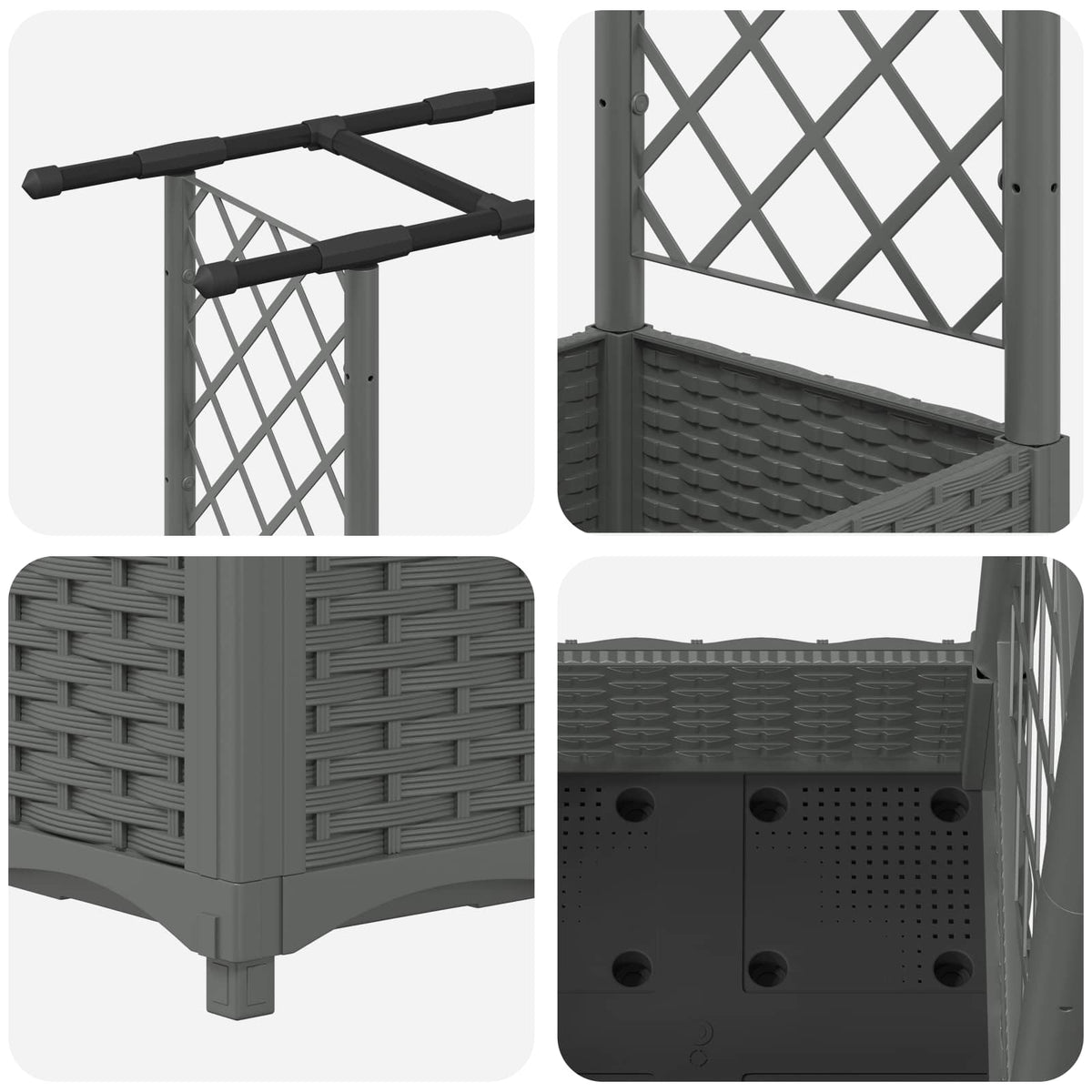 Cama Elevada Con Trellis Y Techo Gris Claro 203 X 40 X 121 Cm_5