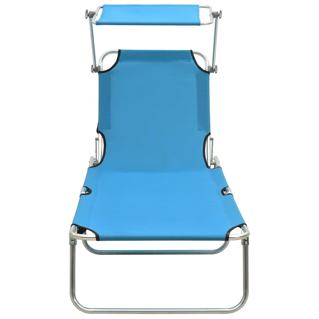 Tumbona Plegable Con Toldo Aluminio Azul_2
