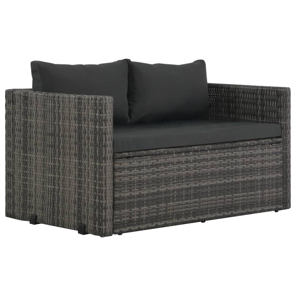 Vidaxl Set De Comedor De Jardín 3 Pzs Y Cojines Ratán Sintético Gris_1