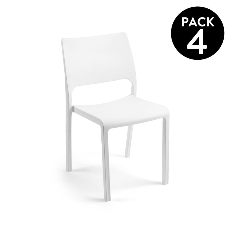 Pack 4 Sillas De Exterior Shine Apilables, Polipropileno, Blanco, 53 X 82 X 58_0