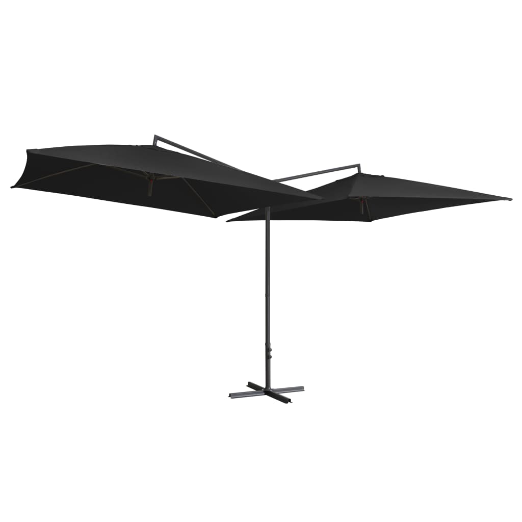 Sombrilla Doble De Jardín Palo De Acero Negro 250x250 Cm_0