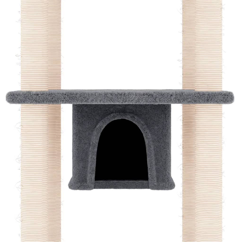 Rascador Para Gatos Con Postes De Sisal Gris Oscuro 169 Cm_5