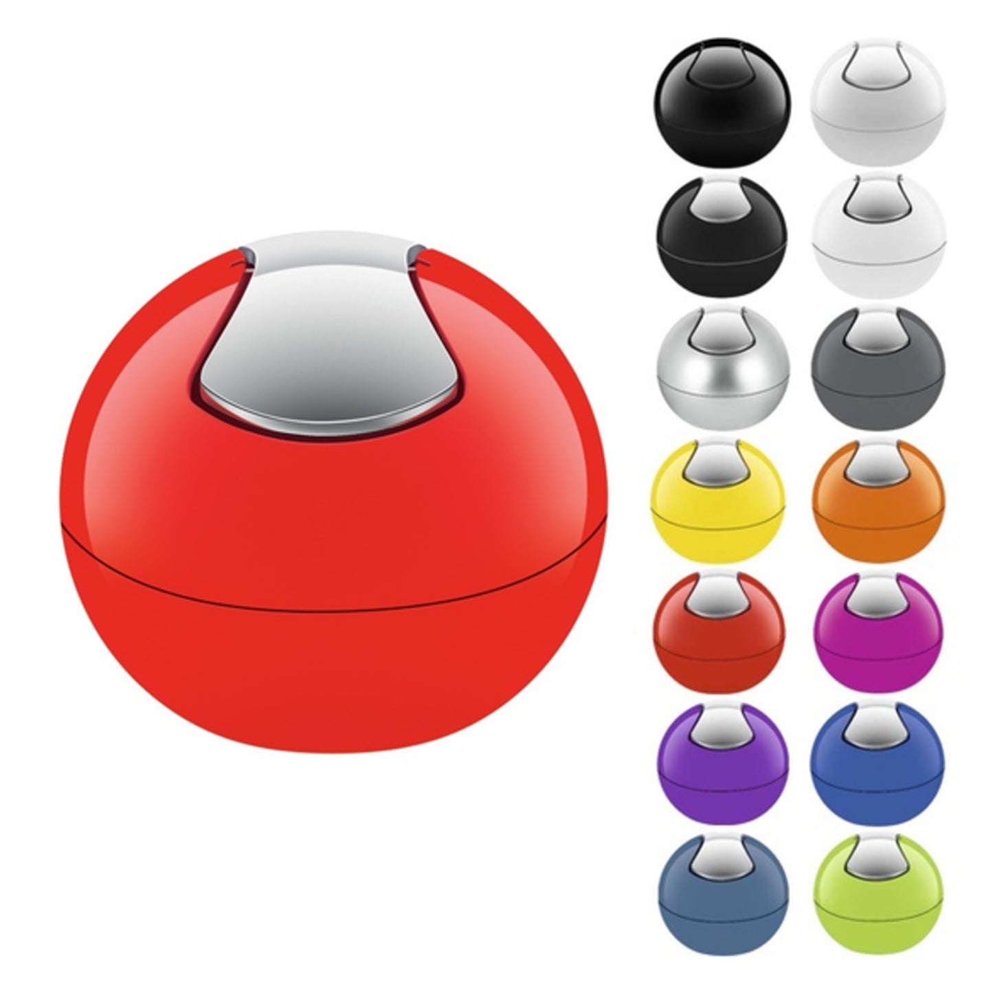 Spirella Colección Bowl, Papelera Ø16 X 14 Cm (1 Litro), Poliestirol, Rojo