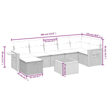Set De Sofás De Jardín 8 Pzas Y Cojines Ratán Sintético Gris / Vetonek_3