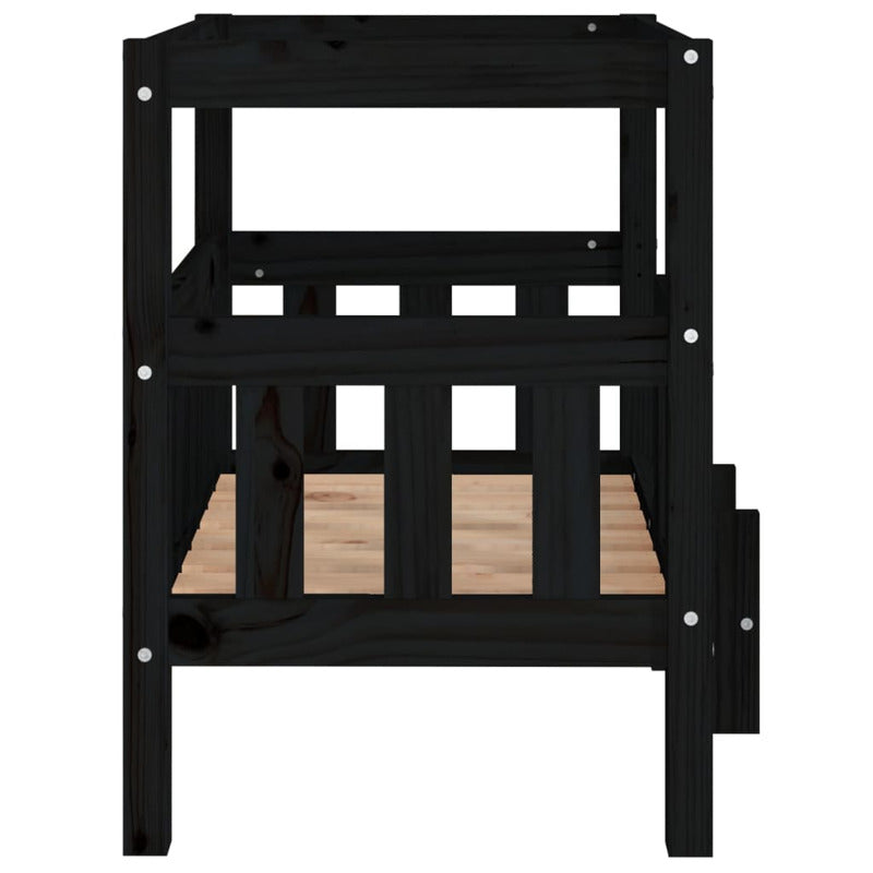 Vidaxl Cama Para Perros Madera Maciza De Pino Negro 65,5x50,5x70 Cm_5