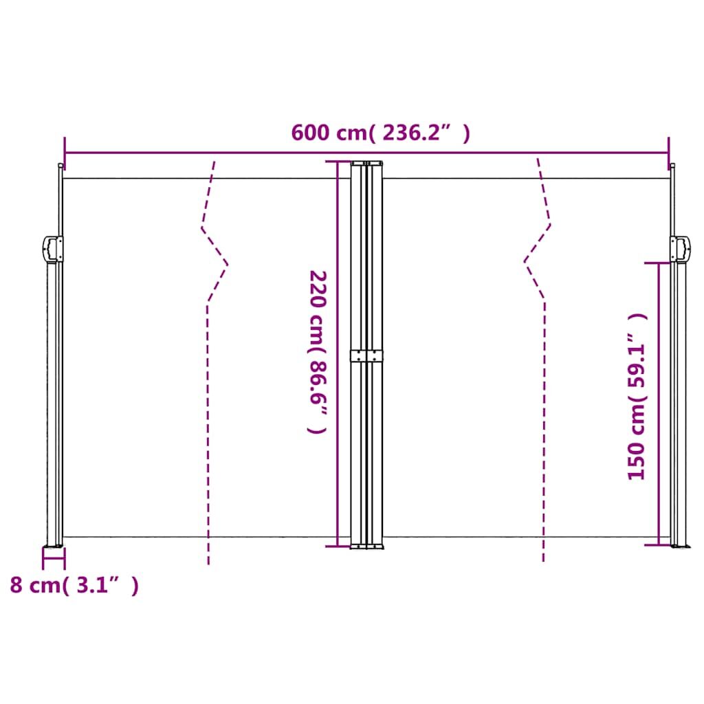 Vidaxl Toldo Lateral Retráctil Gris Antracita 220x600 Cm_2