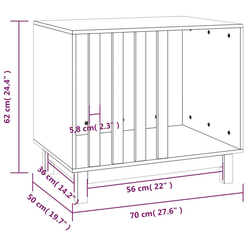 Caseta Para Perros Negra 70x50x62 Cm Madera Maciza De Pino_2
