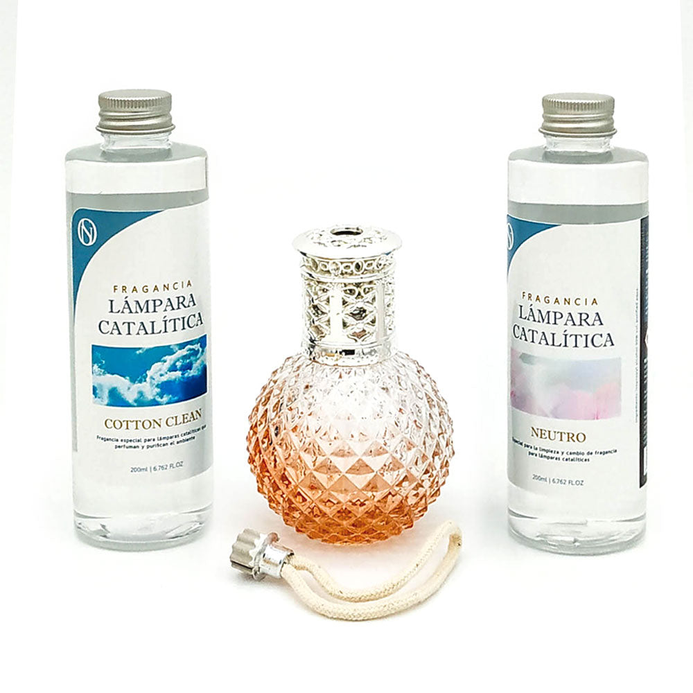 Pack Ahorro Lámpara Catalítica Orange Diamonds + Fragancia Cotton Clean 500ml + Limpiador Neutro 200ml + Mecha Repuesto_0