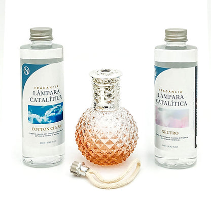 Pack Ahorro Lámpara Catalítica Orange Diamonds + Fragancia Cotton Clean 500ml + Limpiador Neutro 200ml + Mecha Repuesto_0