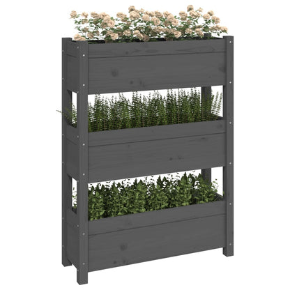 Jardinera De Madera Maciza De Pino Gris 77x25x104,5 Cm_3