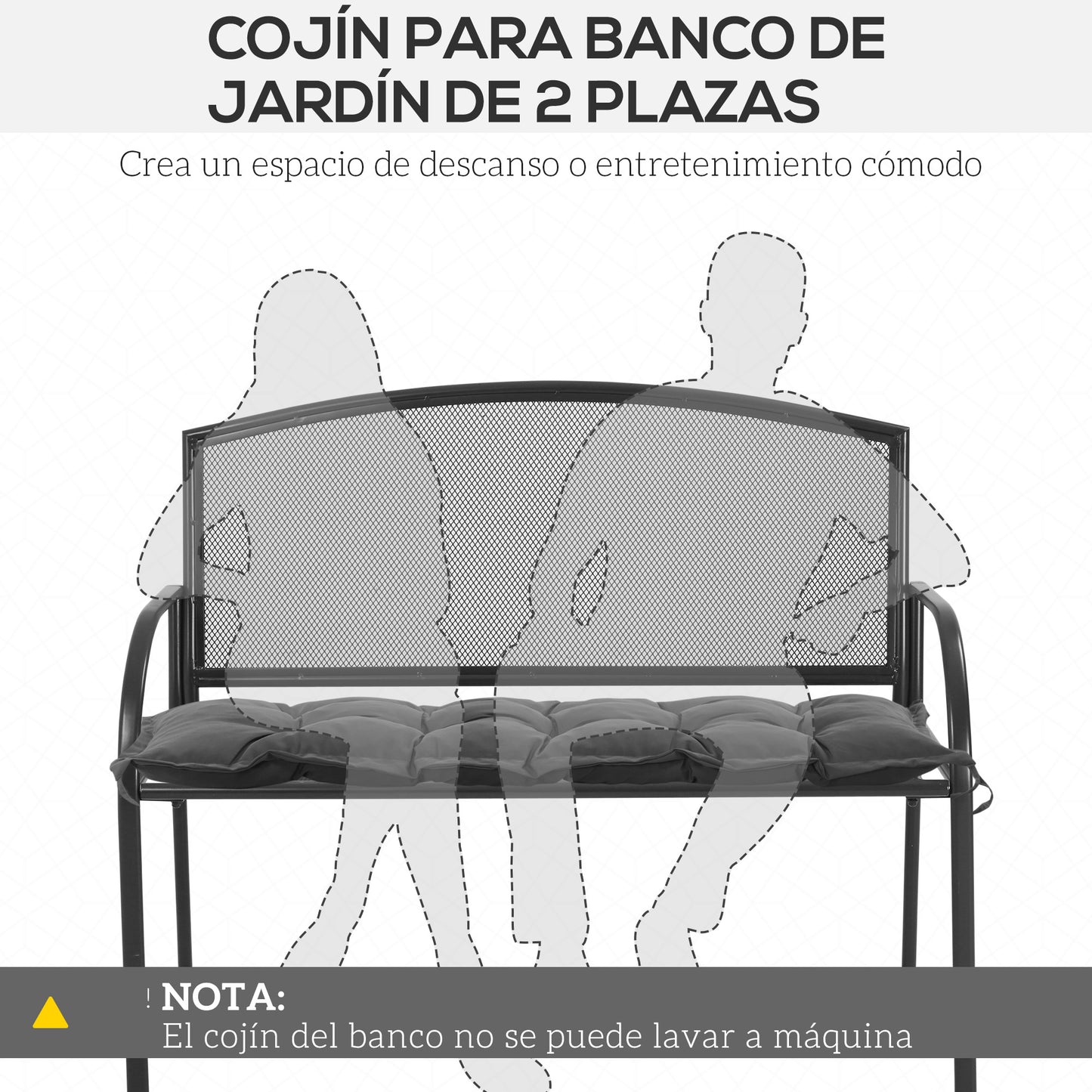 Outsunny Cojín Para Banco De Jardín Acolchado 100x40x10 Cm Gris Oscuro_3