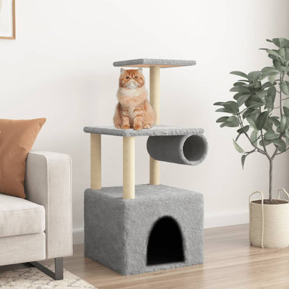 Vidaxl Árbol Rascador Gatos Con Postes De Sisal Gris Claro 109,5 Cm_1