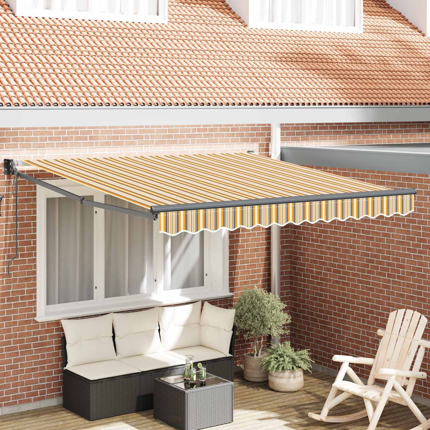 Toldo Retráctil Multicolor 350 X 250 Cm Poliéster Y Metal_1