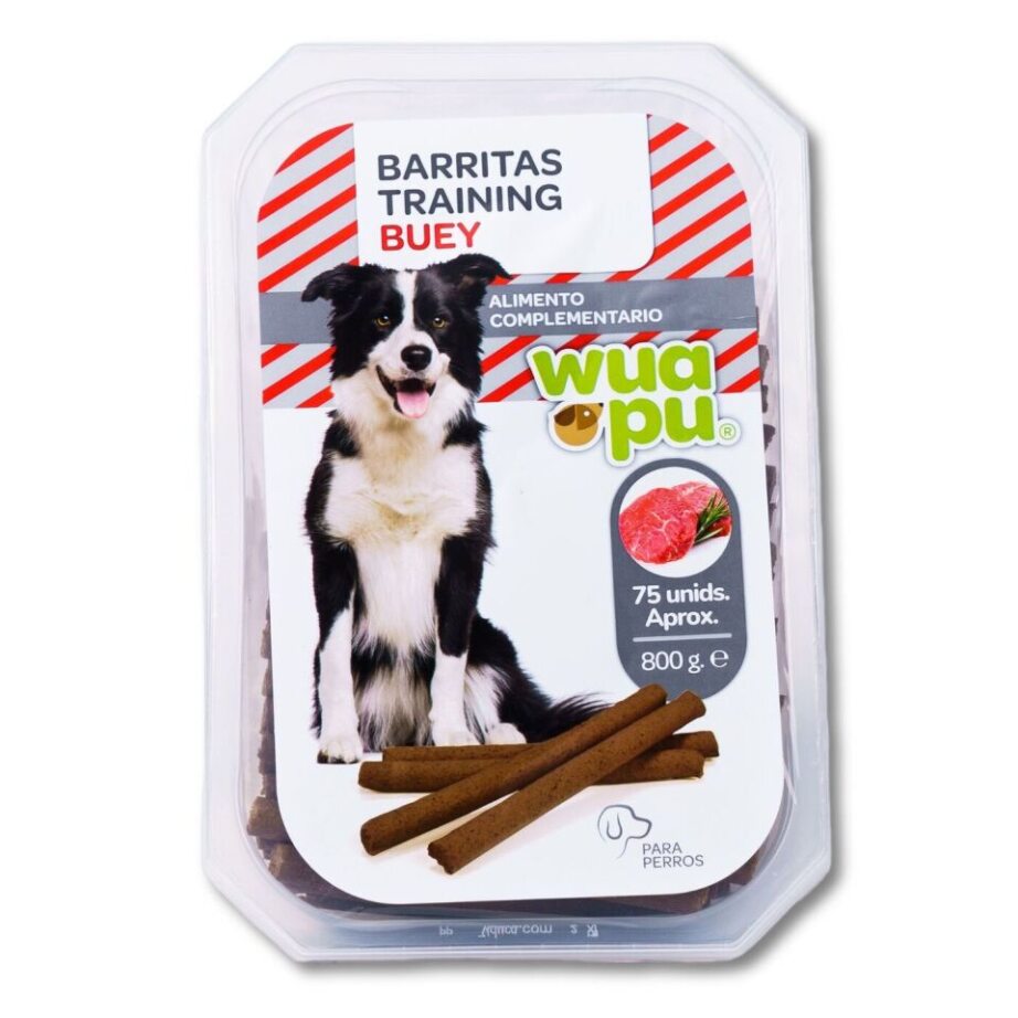 Snack Barritas Húmedas Ricas En Carne De Buey Wuapu Training Buey, Caja 800gr (75u Aprox)_0