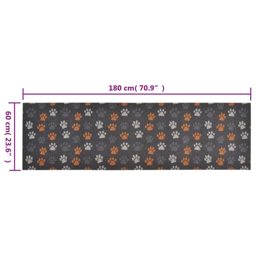Vidaxl Alfombra De Cocina Lavable Terciopelo Dibujo De Patas 60x180 Cm_2