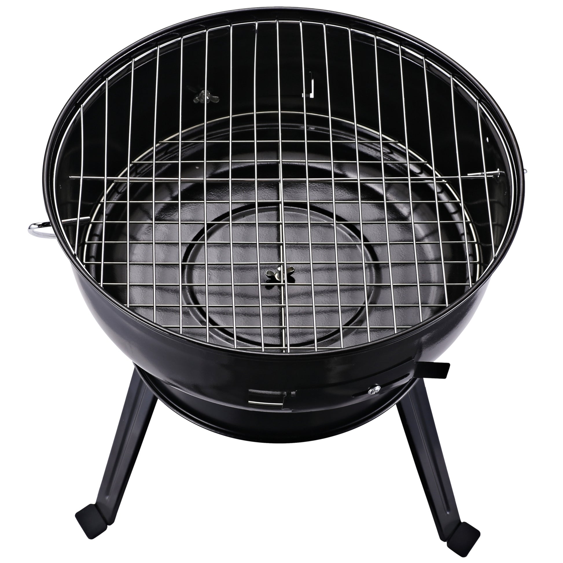 Outsunny Parrilla Para Barbacoa De Carbón Portátil Con Mango Ahumador Pequeño_4