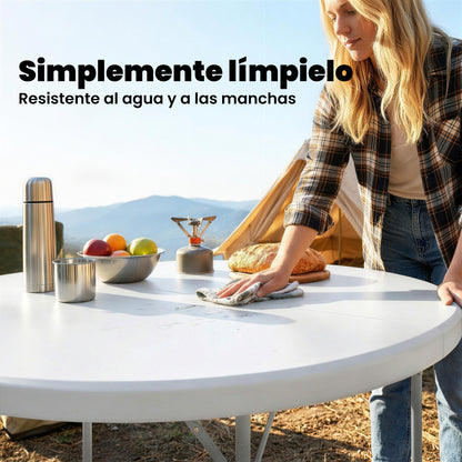 Outsunny Mesa Plegable Camping Portátil Ligera 120x120x74 Cm Blanco_5