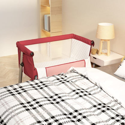 Vidaxl Cuna Con Colchón Tela De Lino Rojo_1