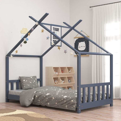 Vidaxl Estructura De Cama Infantil Madera Maciza Pino Gris 80x160 Cm_1
