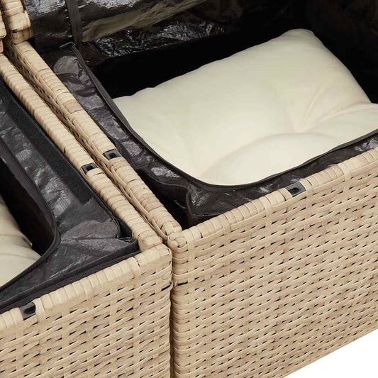 Juego De Sofás Jardín Con Cojines 6 Pzas Ratán Sintético Beige / Vetonek_0