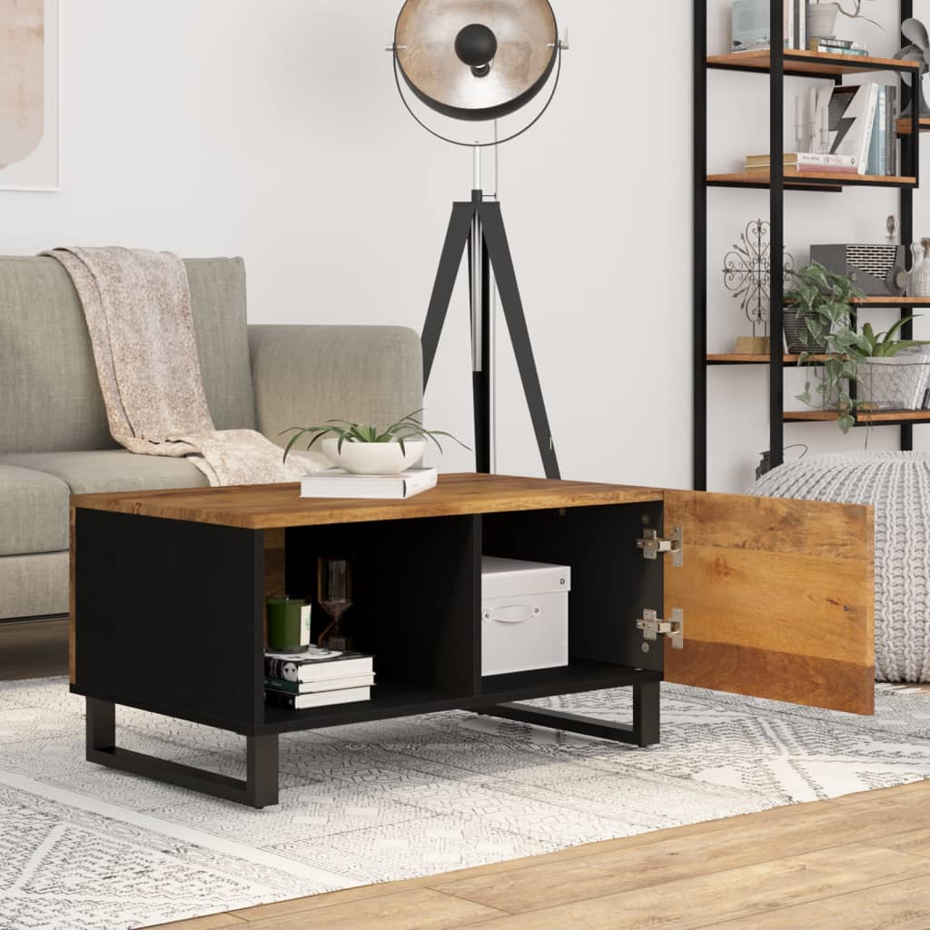Mesa De Centro Madera Maciza Mango Y Contrachapada 80x50x40 Cm_1