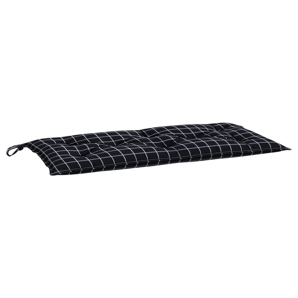 Vidaxl Cojín De Banco Jardín Tela Oxford A Cuadros Negro 100x50x7 Cm_0