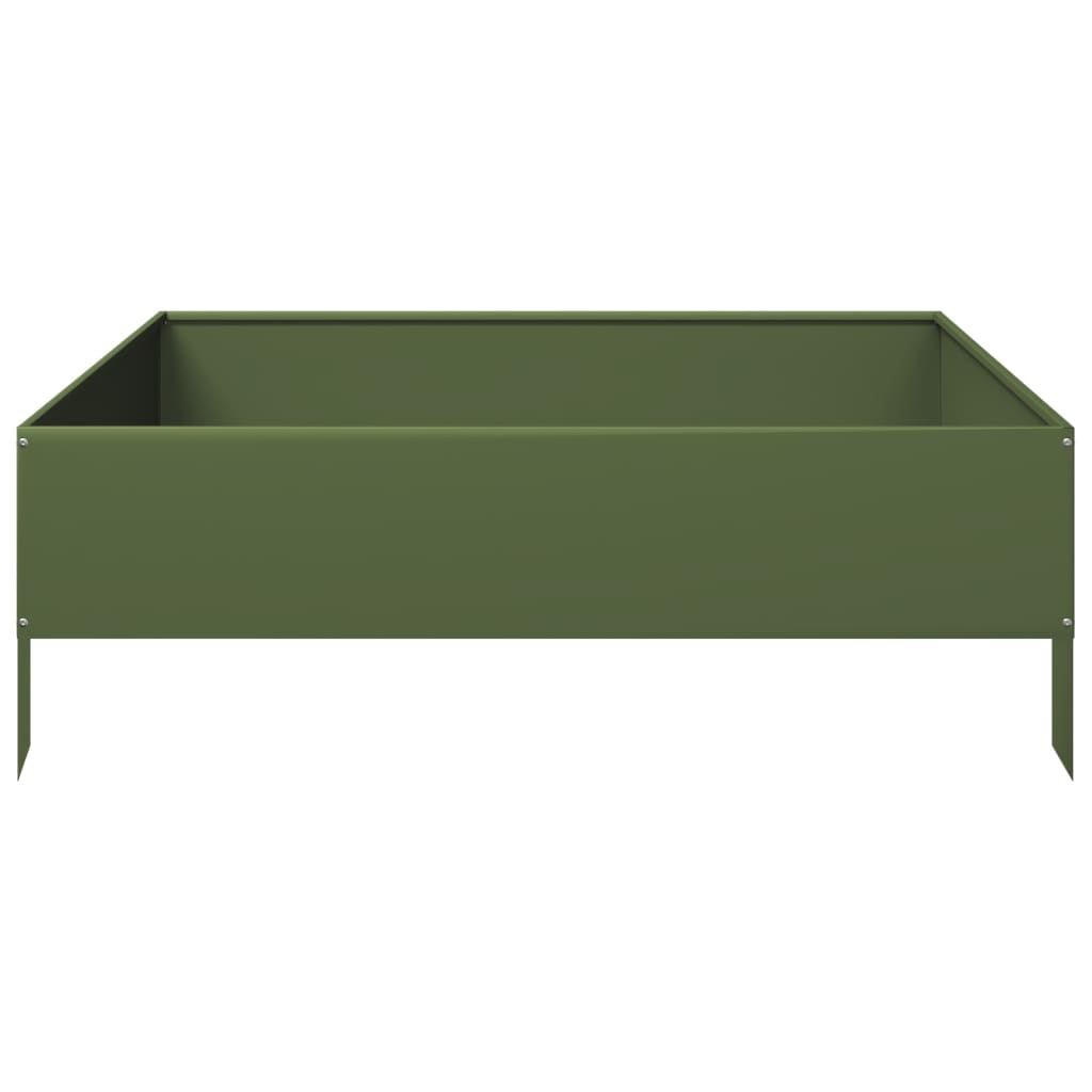 Arriate De Acero Verde Oliva 100x100x33,5 Cm_3