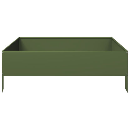 Arriate De Acero Verde Oliva 100x100x33,5 Cm_3