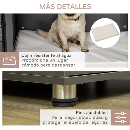 Pawhut Jaula Para Perros Mesa Auxiliar Con 2 Puertas Con Pestillo 80x55x70 Cm_3