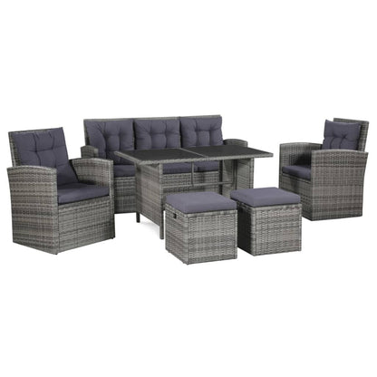 Vidaxl Set De Muebles De Jardín 6 Pzas Y Cojines Ratán Sintético Gris_0