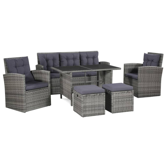 Vidaxl Set De Muebles De Jardín 6 Pzas Y Cojines Ratán Sintético Gris_0