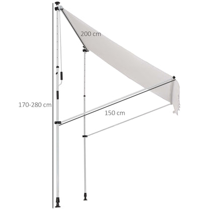 Outsunny Toldo Manual Retráctil 200x150x170-280cm Con Manivela Para Terraza_2