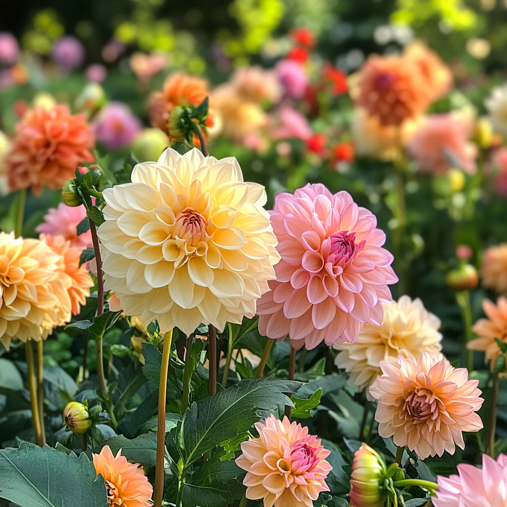 Tubérculos De Dalia - 6 Pzs - Dahlia 'waterlily Mix'_1