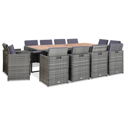 Vidaxl Set Comedor De Jardín 13 Piezas Y Cojines Ratán Sintético Gris_0
