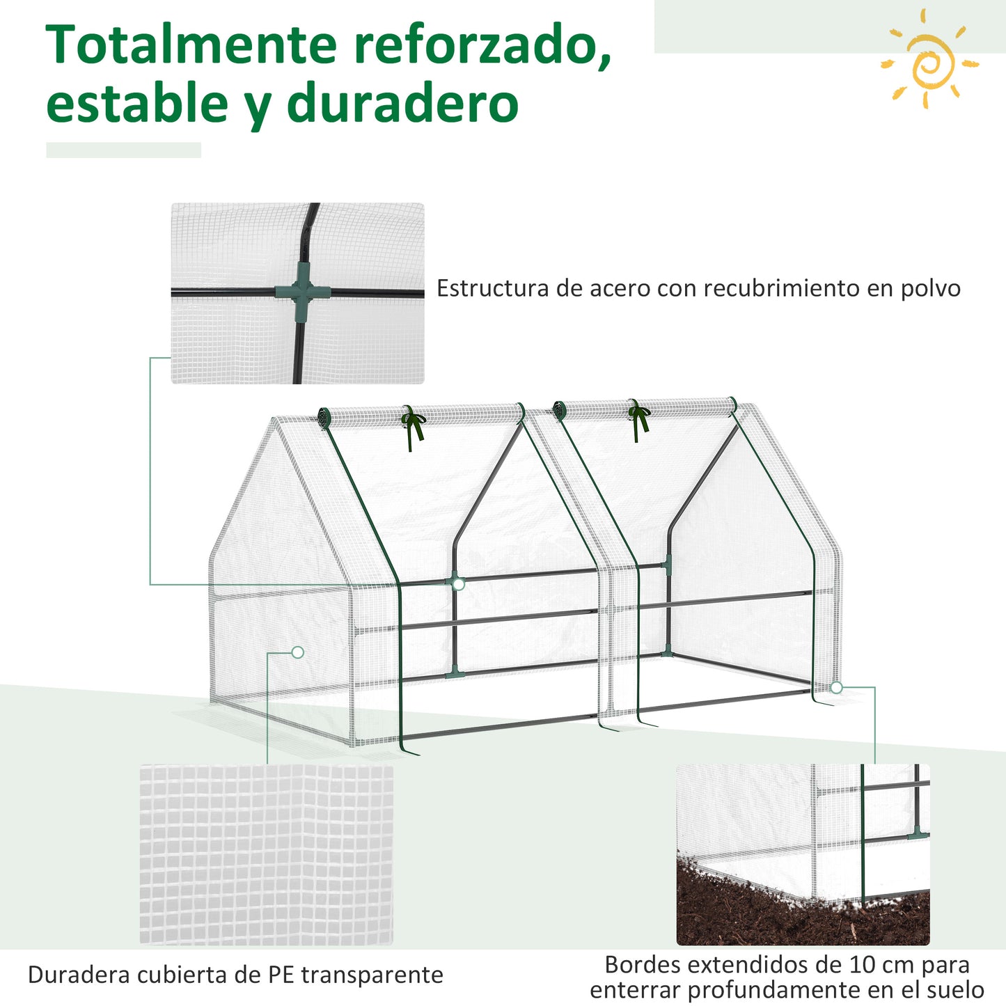 Outsunny Mini Invernadero De Jardín Terraza 180x90x90 Cm Tubo De Acero Blanco_4