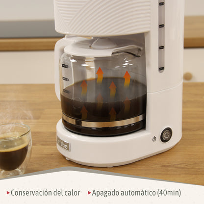 Briebe Cafetera Goteo 10 Tazas Máquina De Café Filtro Reutilizable, Función Mantener Caliente, 1,25 L, Cm1171wht,blanco_2