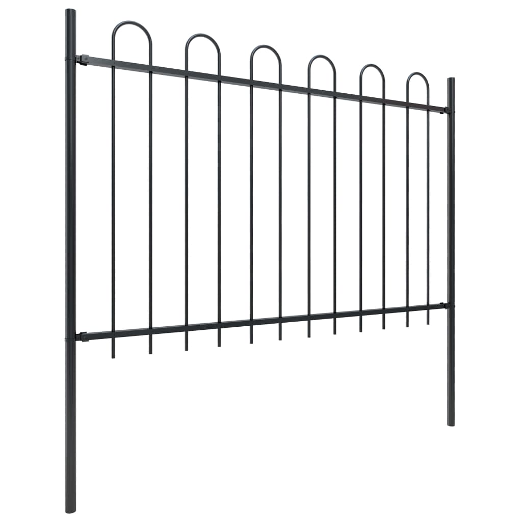 Valla De Jardín Con Puntas De Aro Acero Negro 10,2x1,2 M / Vetonek_4