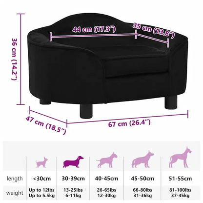 Vidaxl Sofá Para Perros Felpa Negro 67x47x36 Cm_2